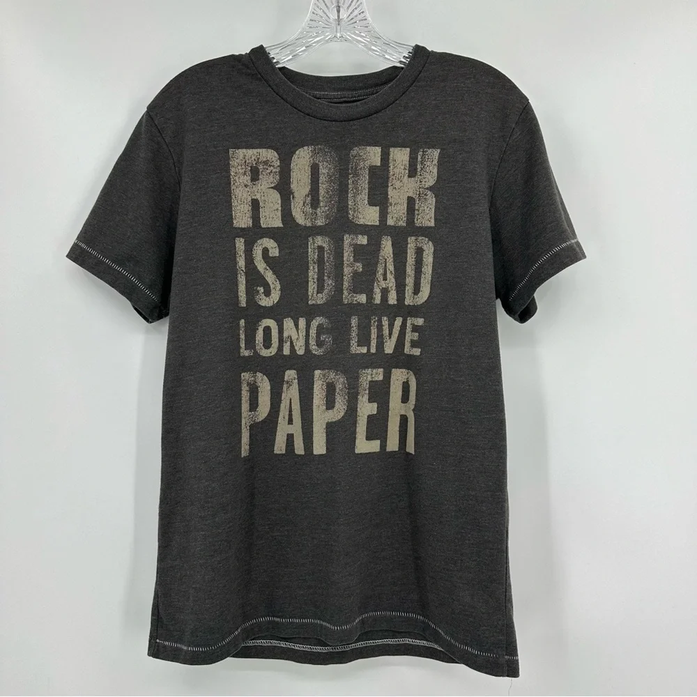 Fossil ‘Rock is Dead’ Crewneck Short Sleeve T-shirt Gray Size M - Picture 1 of 5